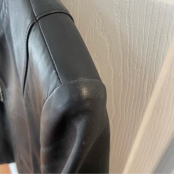 Vintage 90's Apostrophe Black Genuine Leather Jacket in Women's Size 16 - Picture 4 of 10